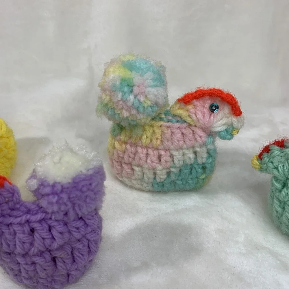 Vintage Crochet Knit Easter Egg Holders Set of 5  Handmade Easter Decoration VTG